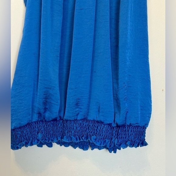 Spense Women's royal blue Lace Front Top w/gathered waist. - Picture 4 of 5